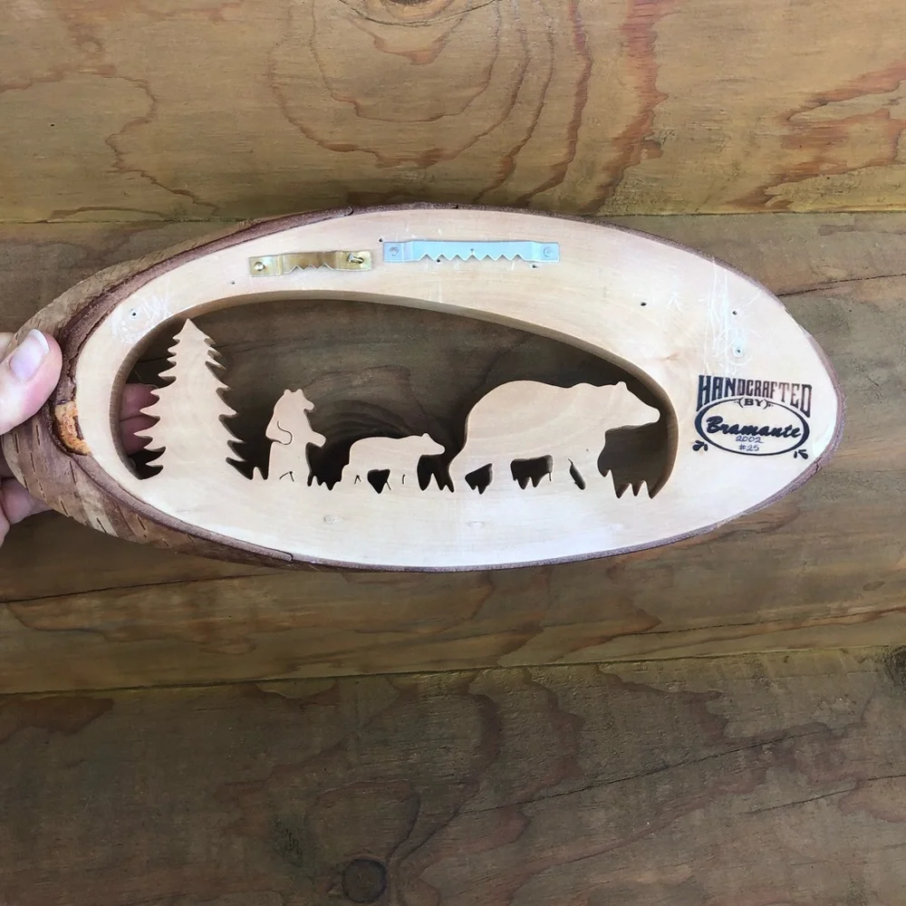 Vintage Handcrafted Bramante Bear Tree Wood Carving Numbered Alaska Key Holder